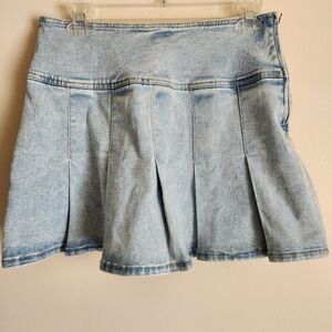 Refuge Light Blue Denim Mini Skirt
